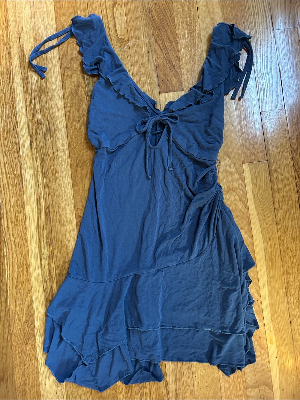 wild fable Blue Ruffle Tie-Front Mini Dress